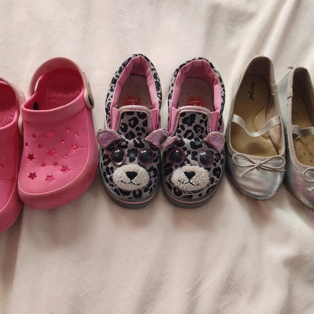 Crocs pink/ballet flats/cute kitty sneakers, bundle/size 10, VIDEO on FB PAGE!